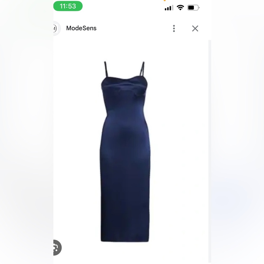 Brandon Maxwell silk sweetheart midi slip dress in navy 100% silk